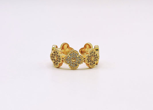 Gold-filled Micropave Clovers Ring