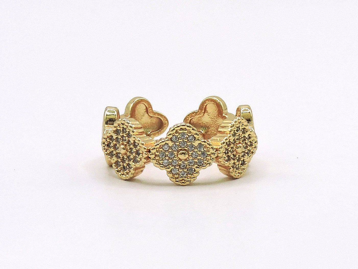 Gold-filled Micropave Clovers Ring