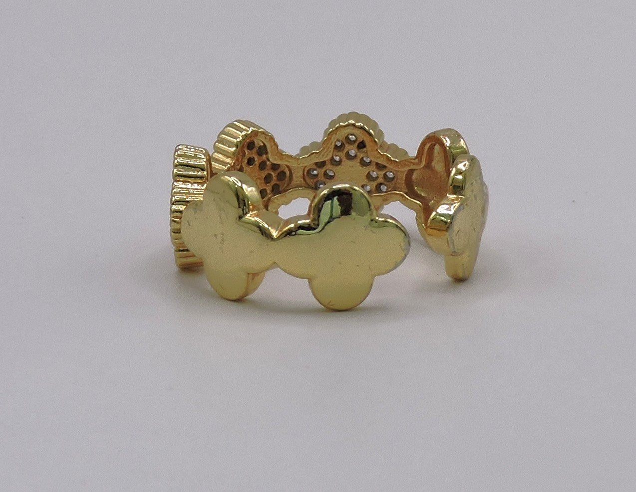 Gold-filled Micropave Clovers Ring