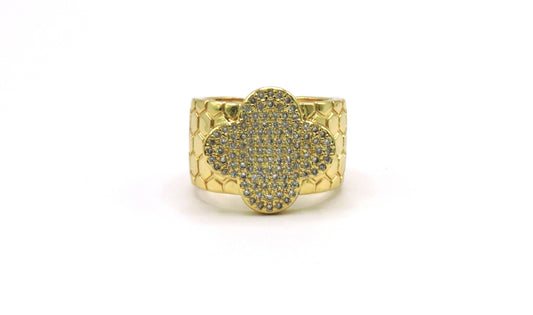 Clover Ring with Micropave in Goldfilled