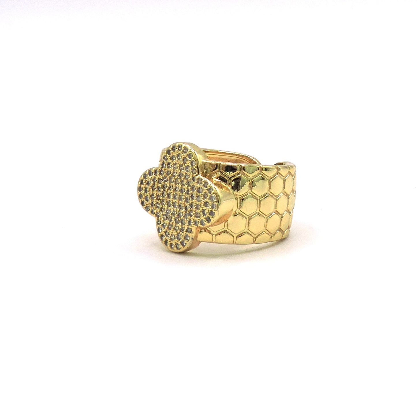 Clover Ring with Micropave in Goldfilled