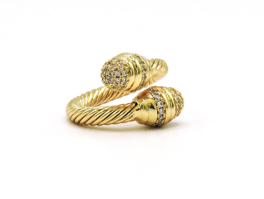 You and Me Ring with Micropave in Goldfilled