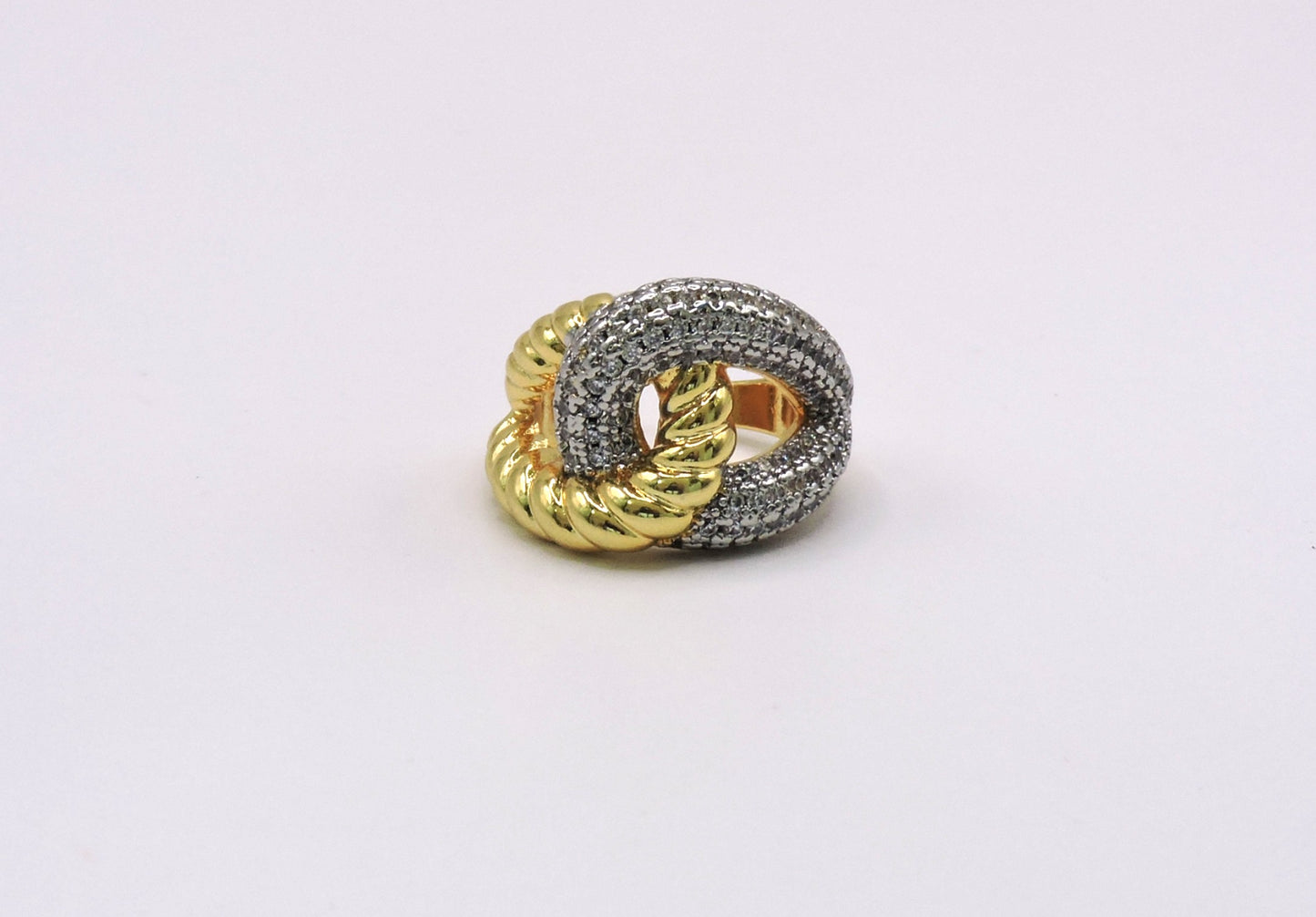 Two-Tone Link Ring with Gold-Filled Micropave