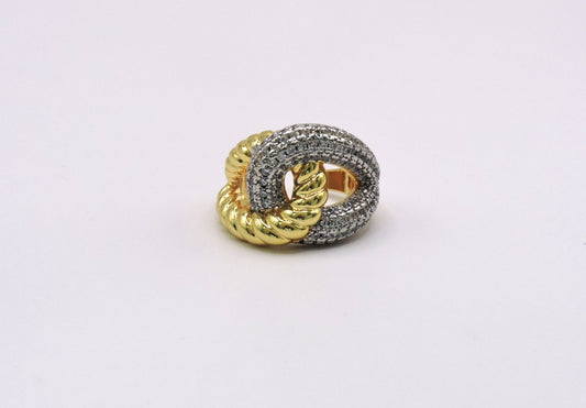 Two-Tone Link Ring with Gold-Filled Micropave