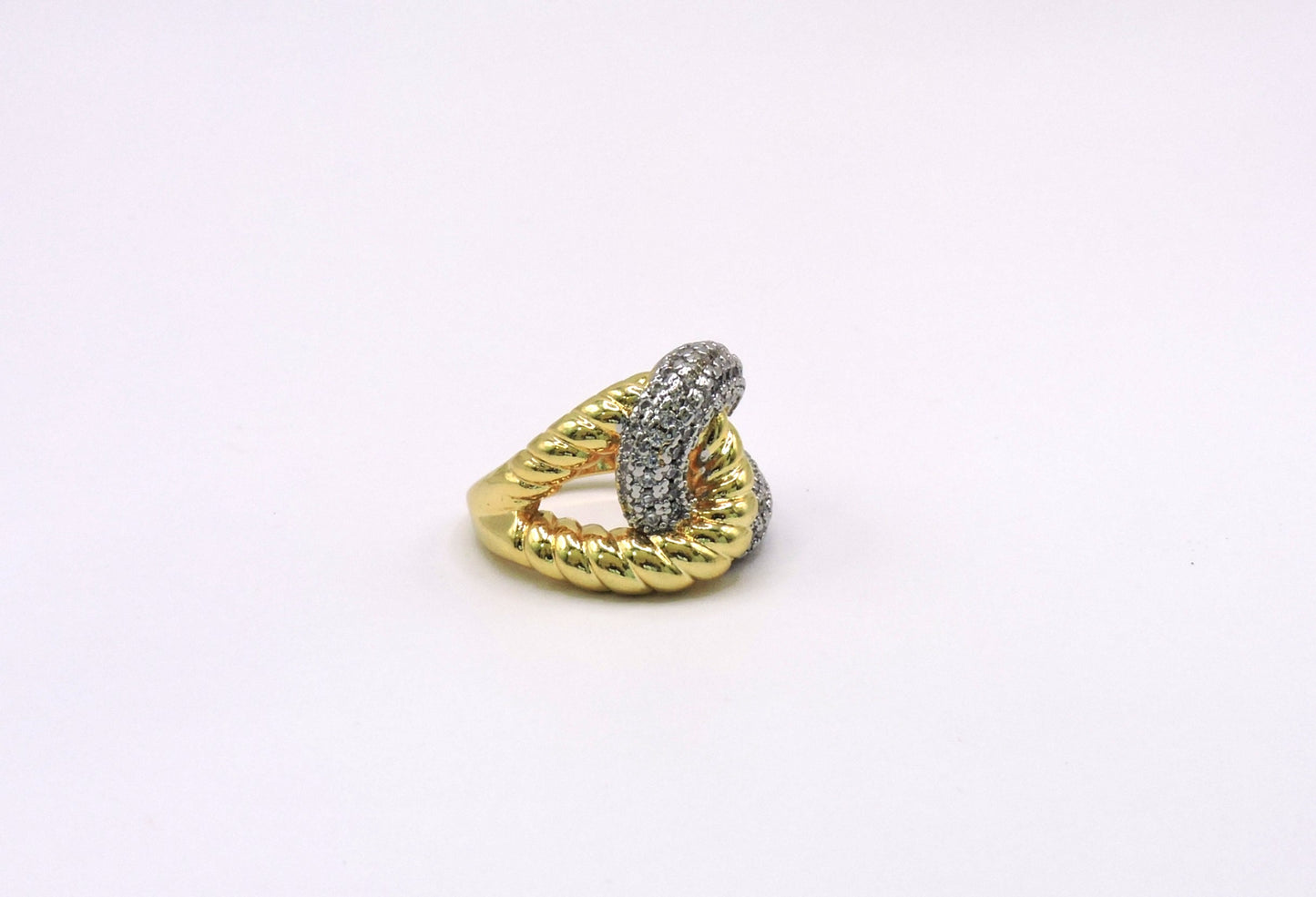 Two-Tone Link Ring with Gold-Filled Micropave