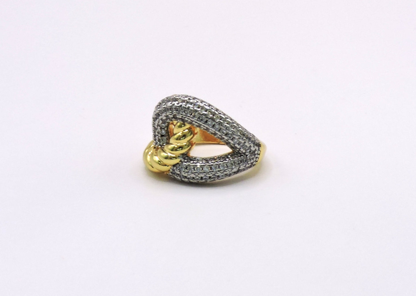 Two-Tone Link Ring with Gold-Filled Micropave