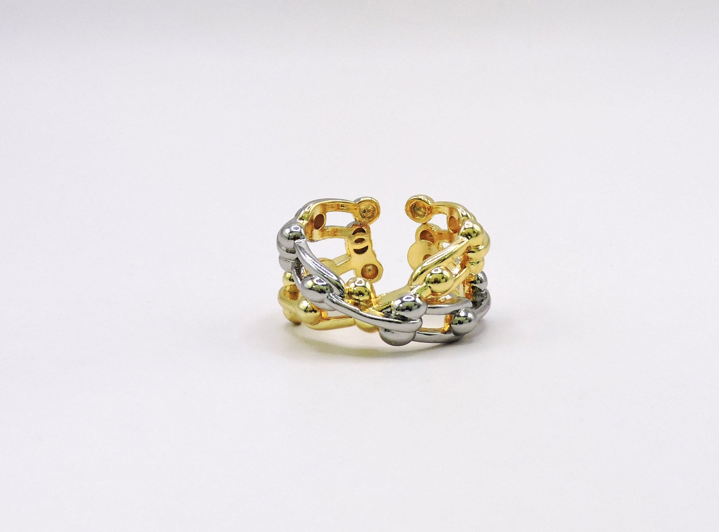 Two-tone U-shaped ring in gold-filled