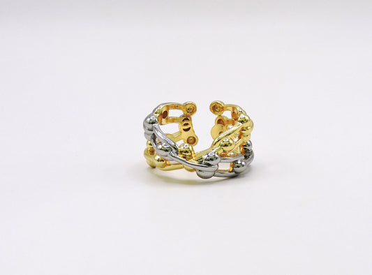 Two-tone U-shaped ring in gold-filled