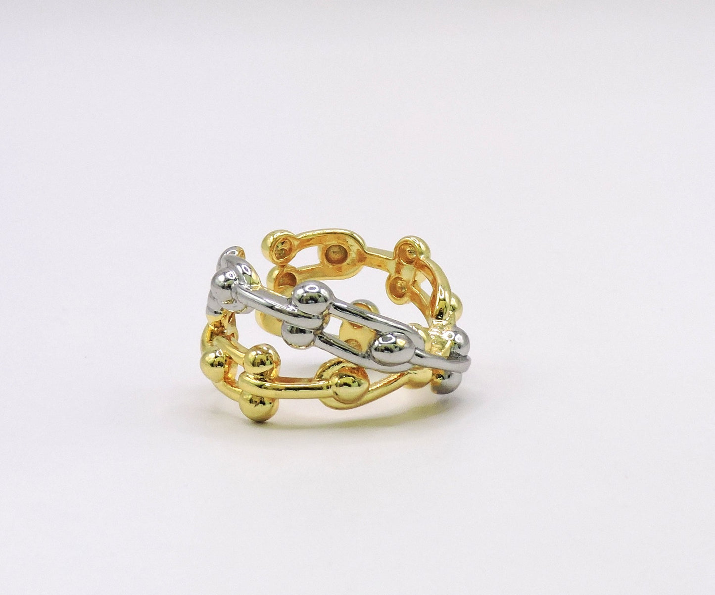 Two-tone U-shaped ring in gold-filled