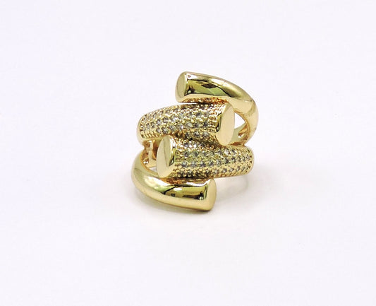 Wide Ring with Four Goldfilled Joints with Micropave