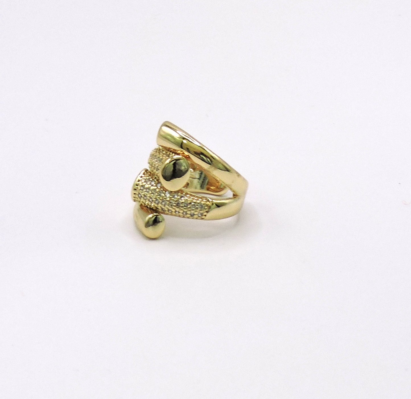 Wide Ring with Four Goldfilled Joints with Micropave