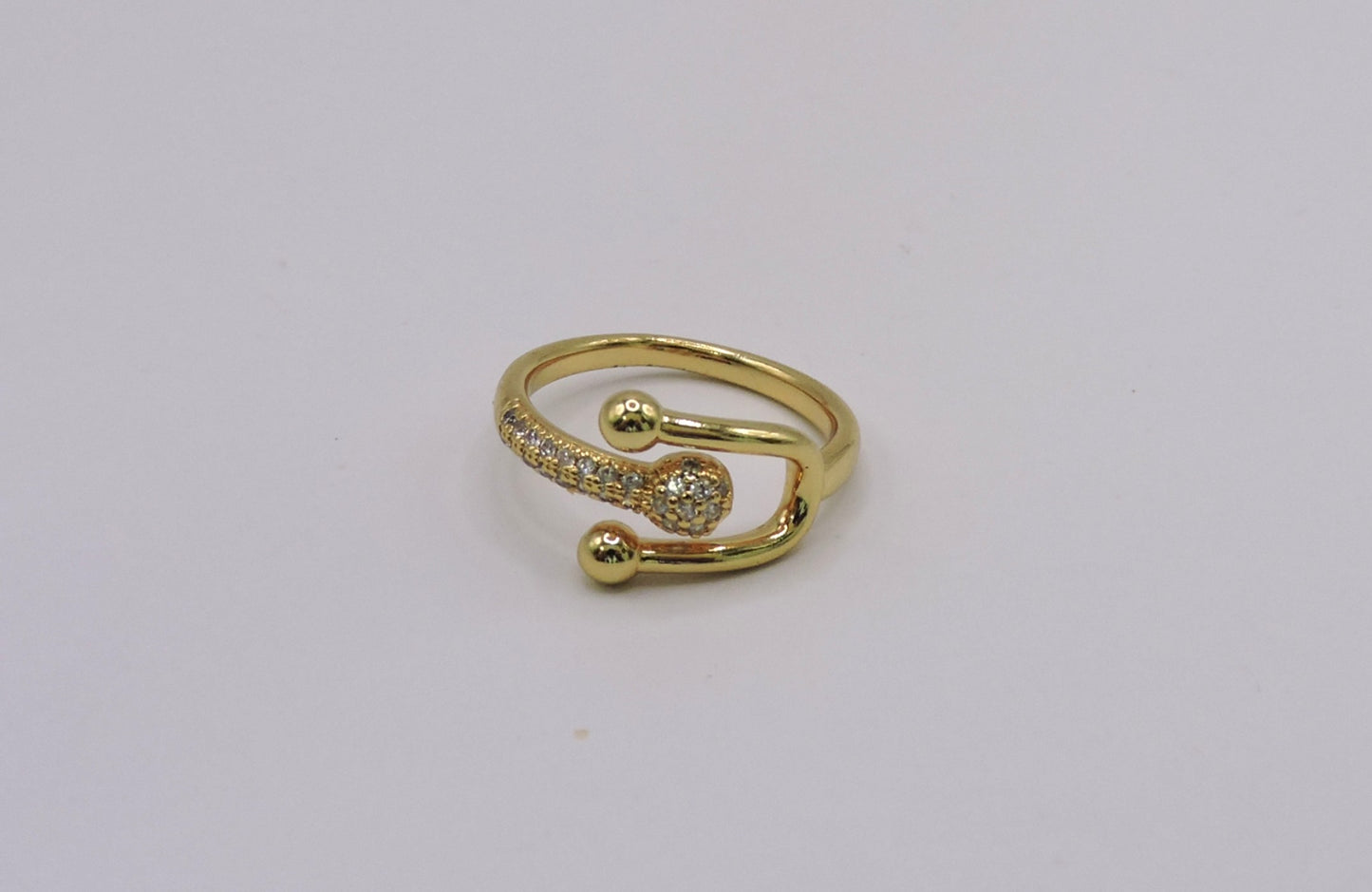 U Ring with Gold-filled Zircons