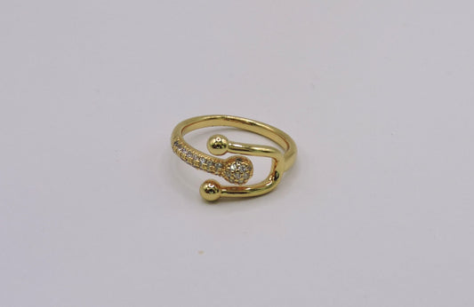 U Ring with Gold-filled Zircons