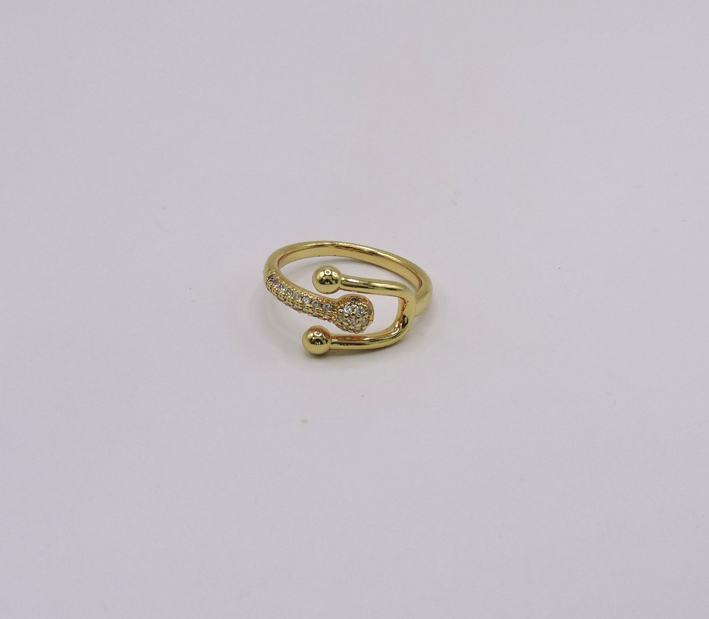 U Ring with Gold-filled Zircons