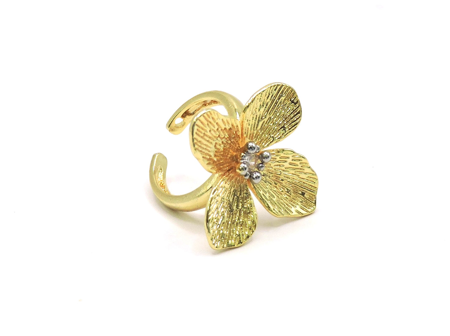 Flower Ring with Gold-filled Zircon