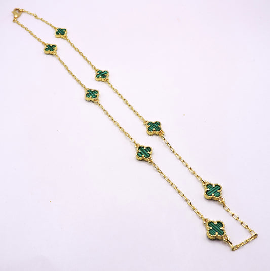 Green Clover Necklace in Gold Filled