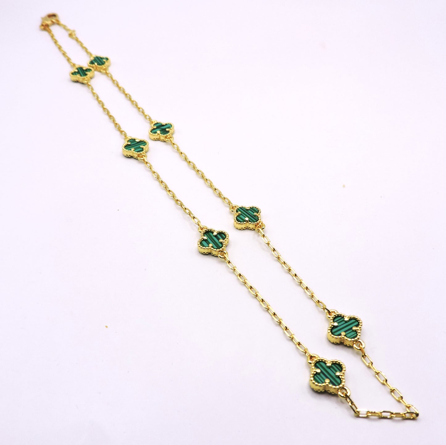 Green Clover Necklace in Gold Filled