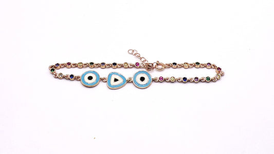 Silver Plated Bracelet with Eyes and Stones