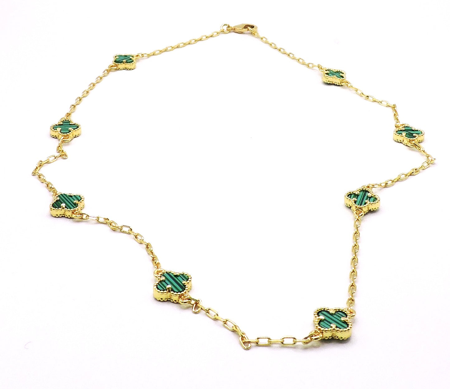 Green Clover Necklace in Gold Filled
