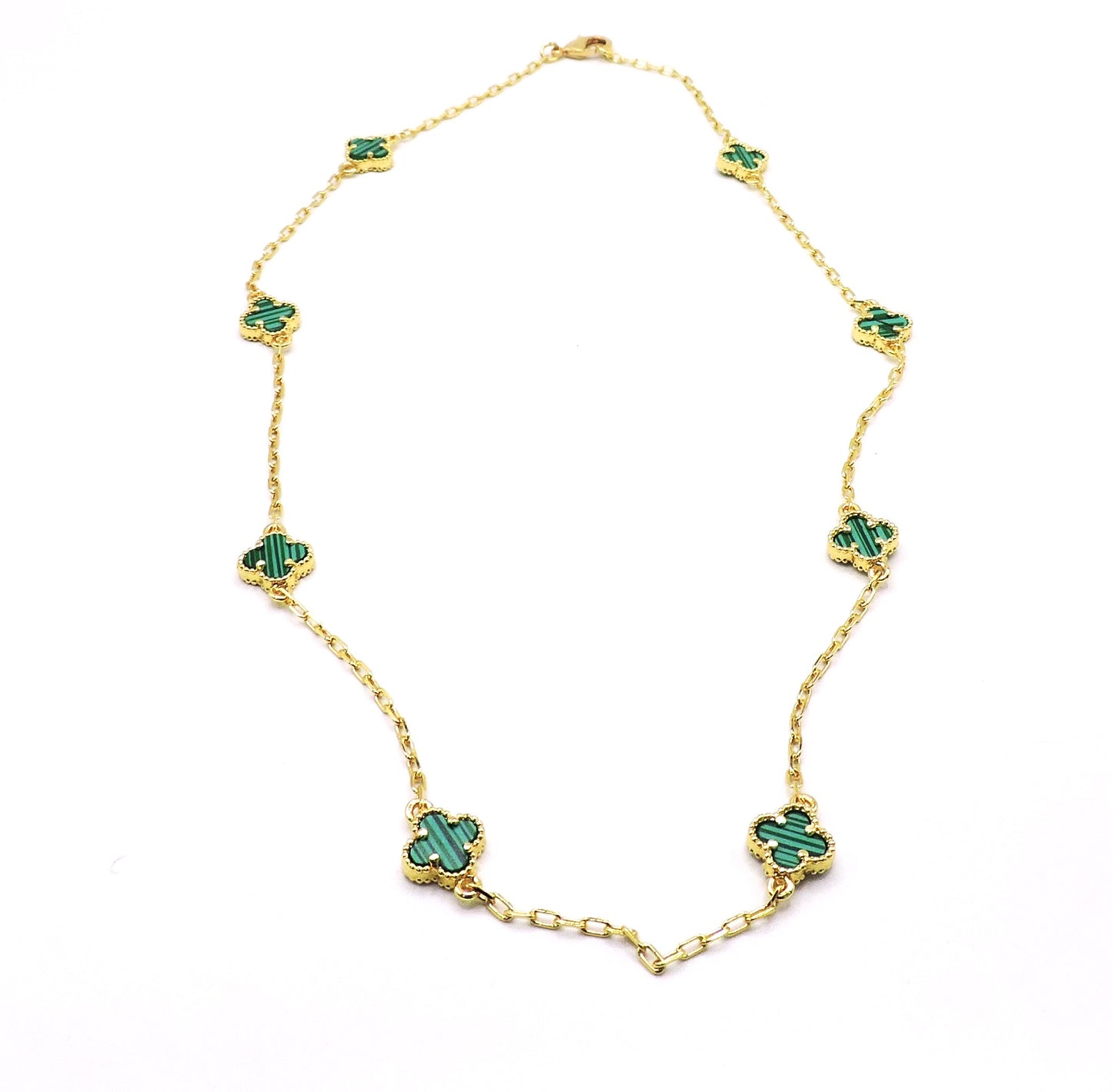 Green Clover Necklace in Gold Filled