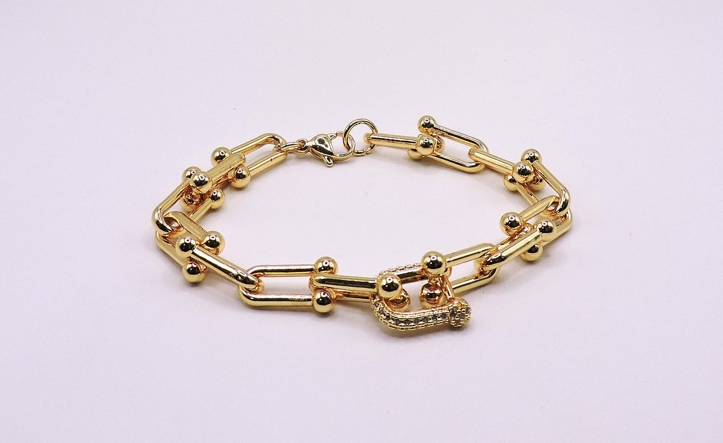 Gold-filled Micropave U-Chain Bracelet