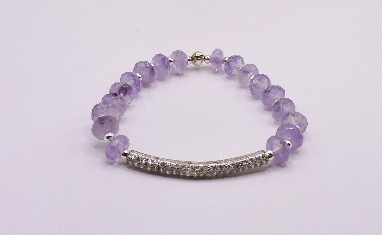 Silver Bracelet with real purple stones