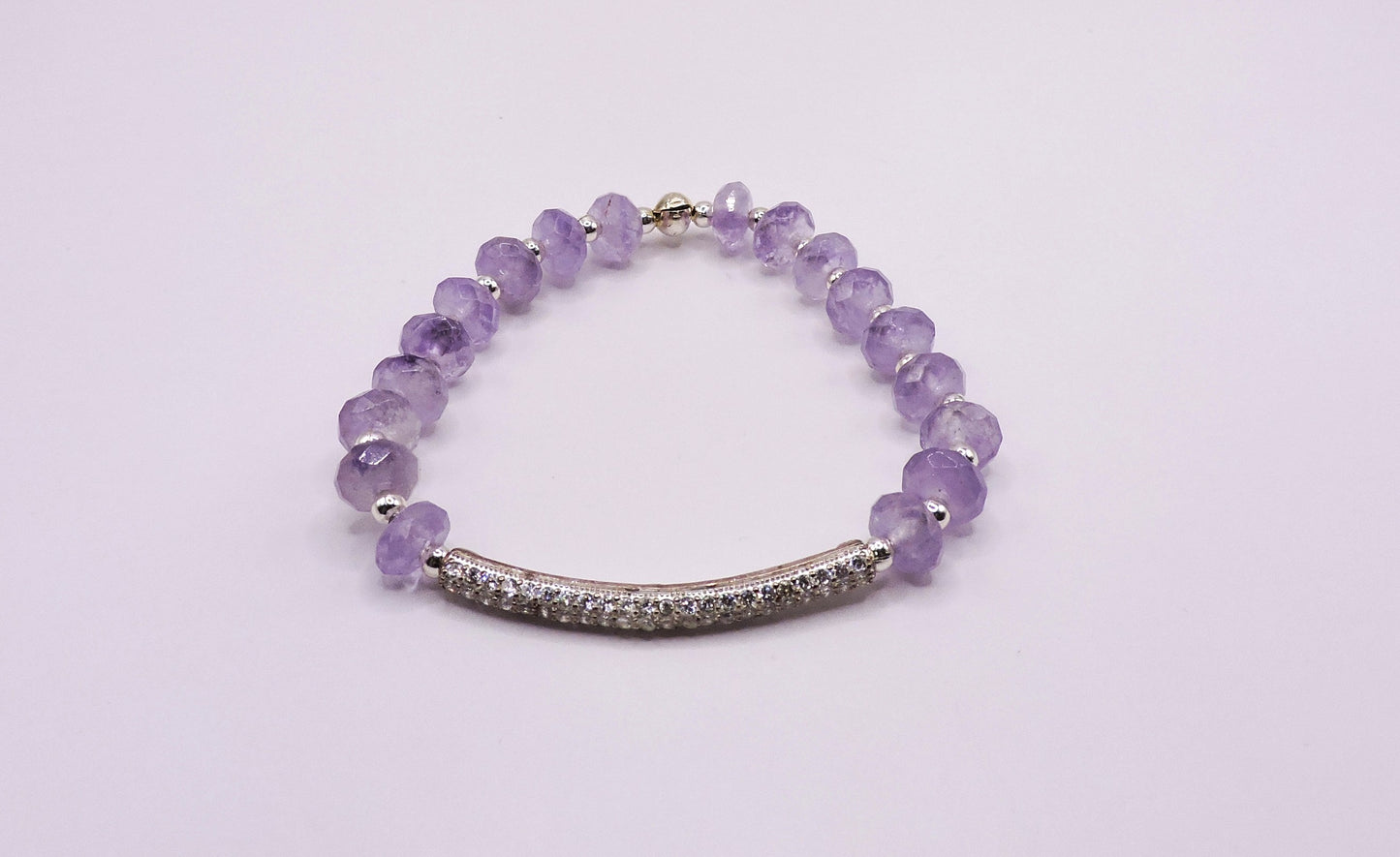 Silver Bracelet with real purple stones
