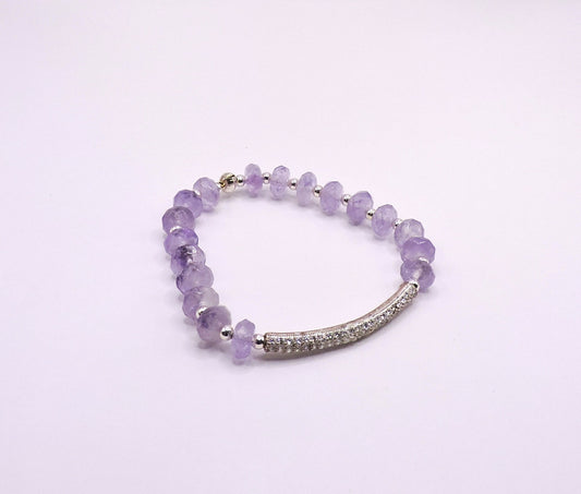 Silver Bracelet with real purple stones