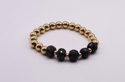 Gold-plated silver bracelet with real dark purple stones