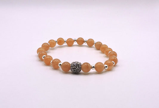 Silver Bracelet with real beige stones