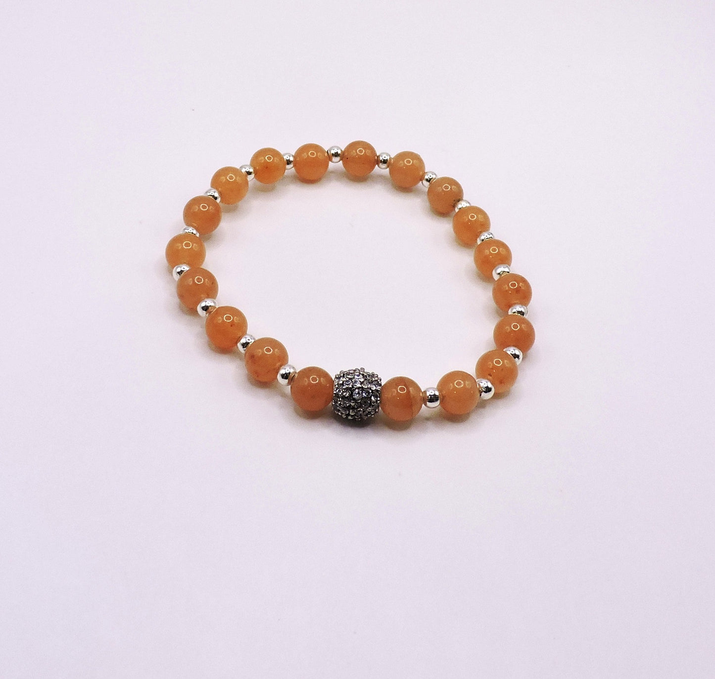 Silver Bracelet with real beige stones
