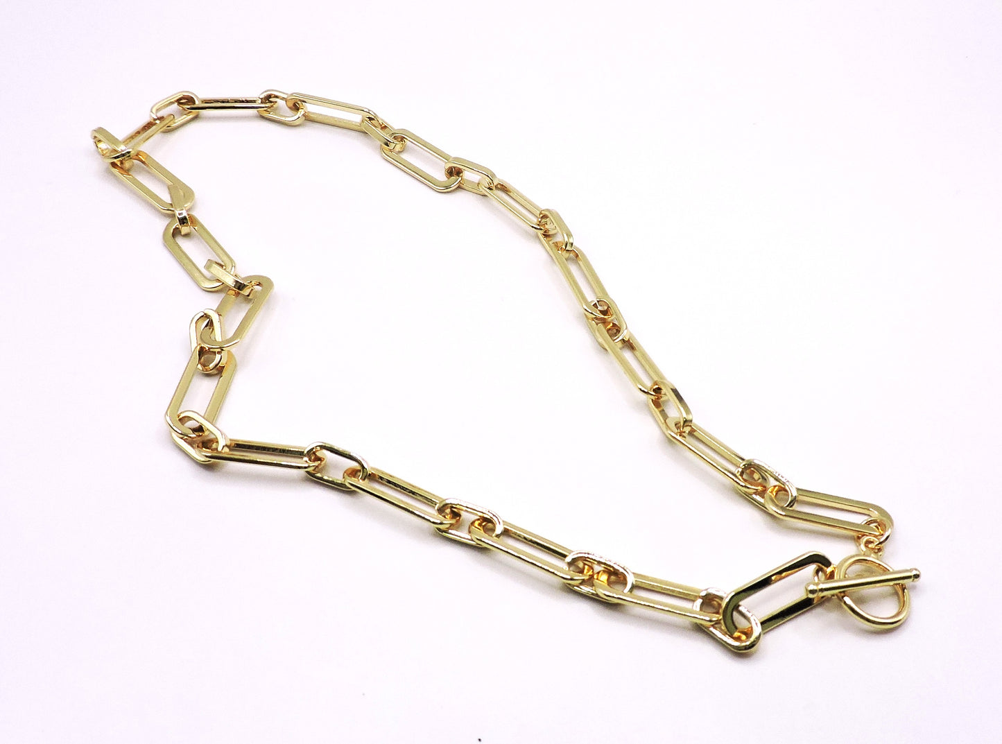 Gold filled paperclip style necklace