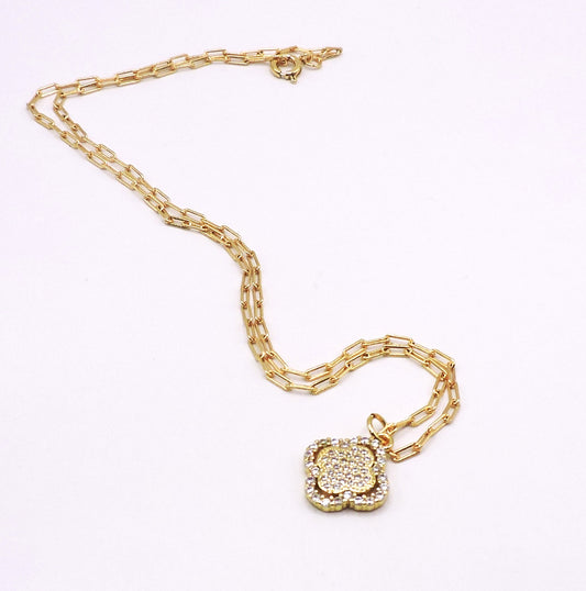 Clover Chain with Micropave in Gold Filled