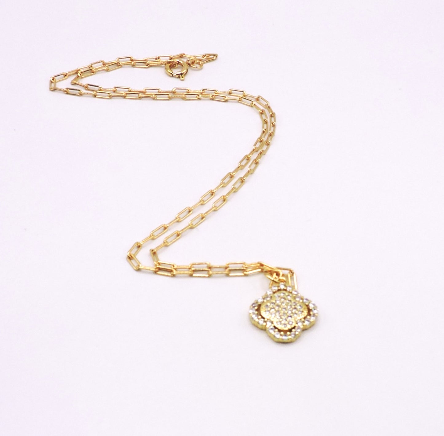 Clover Chain with Micropave in Gold Filled