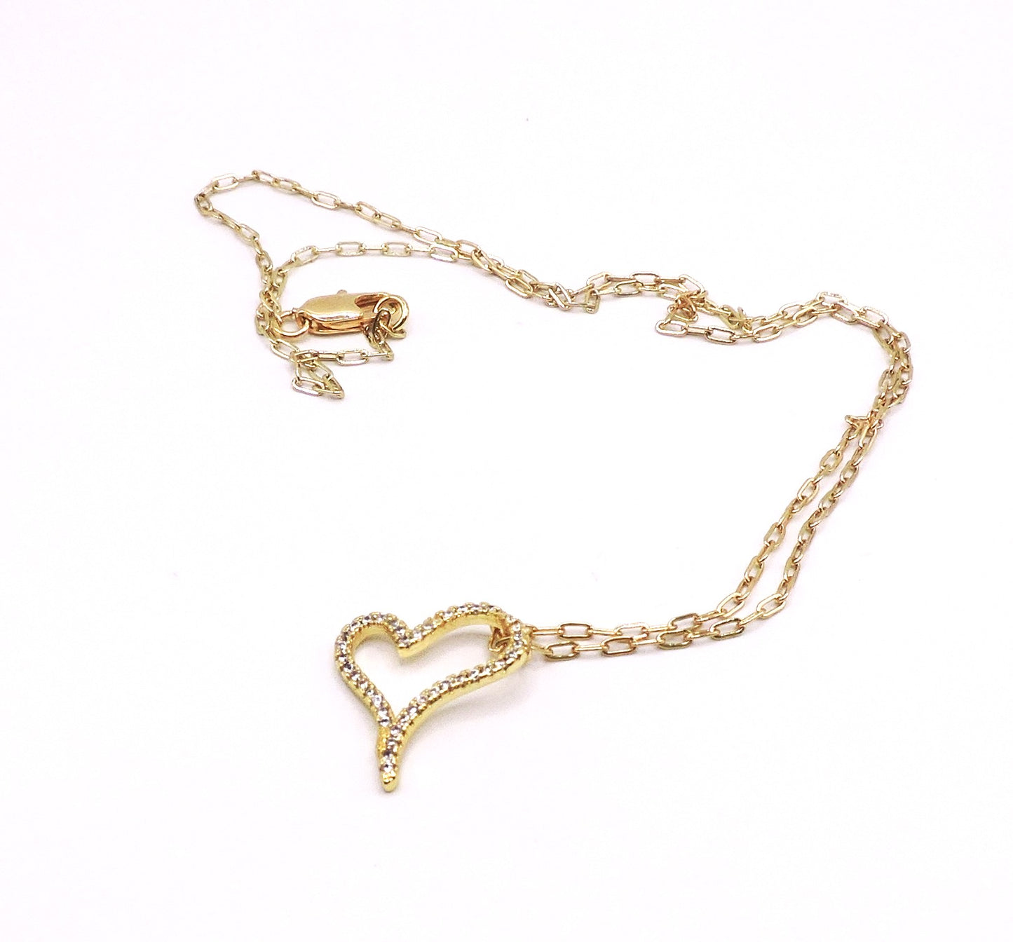 Heart necklace with Zircons en Gold Filled
