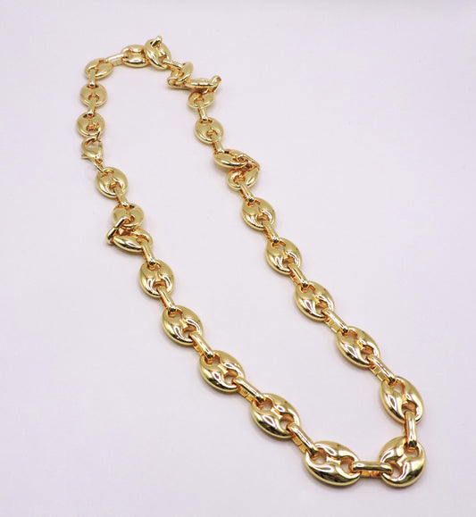 Large Coffee Bean Necklace, Gold Filled
