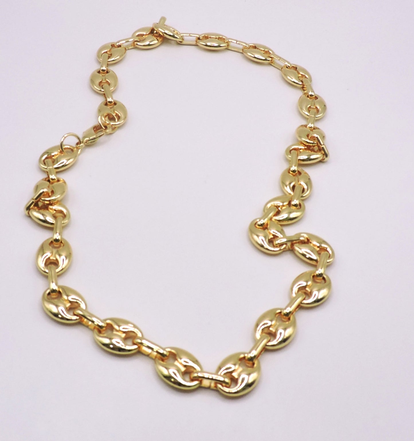 Large Coffee Bean Necklace, Gold Filled