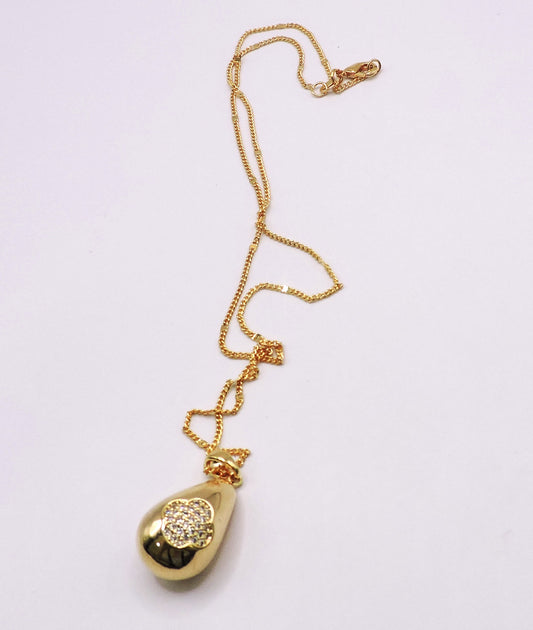 Goldfilled Teardrop Necklace with a Micropave Clover