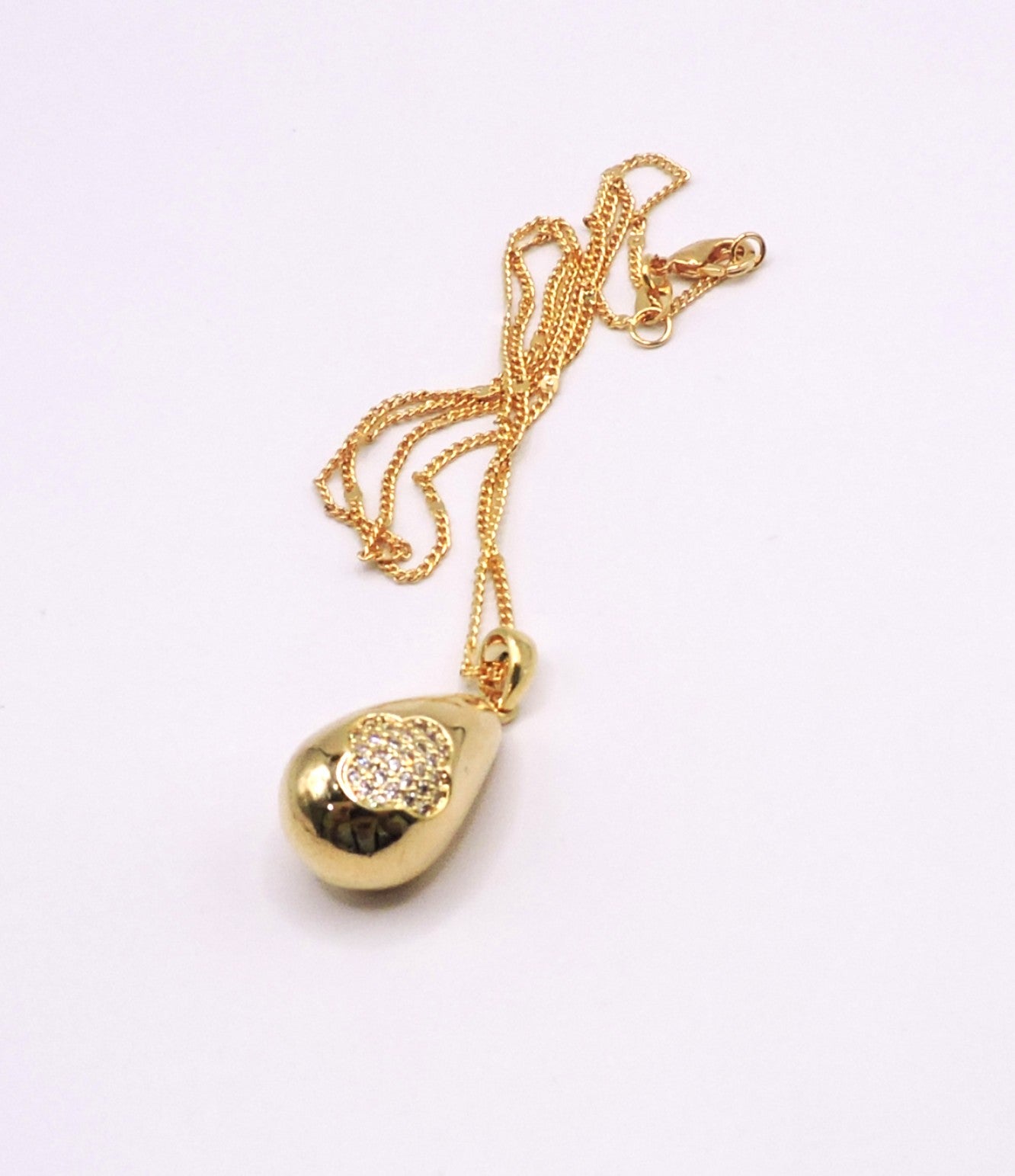 Goldfilled Teardrop Necklace with a Micropave Clover