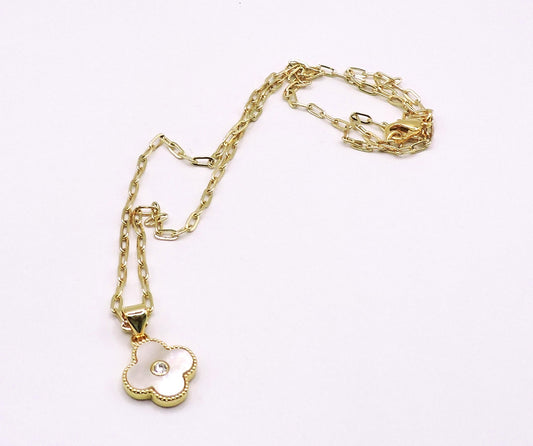 Gold-filled Mother-of-Pearl Clover Necklace