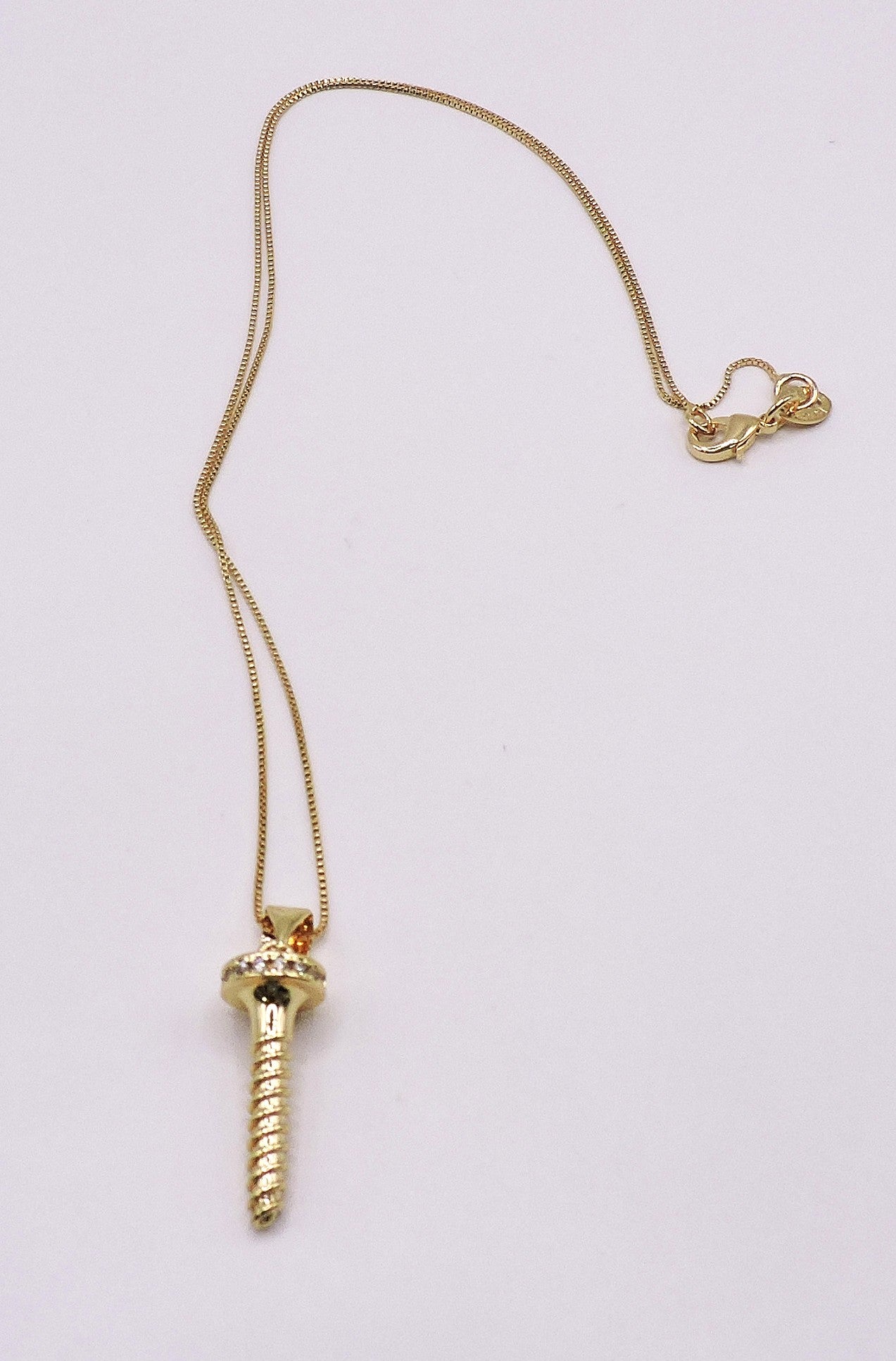 Nail-type Necklace with Zircon in Gold Filled