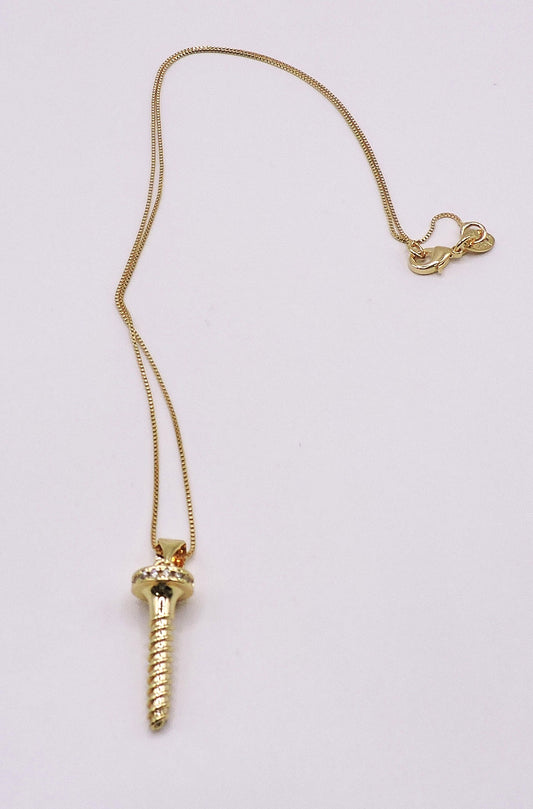 Nail-type Necklace with Zircon in Gold Filled