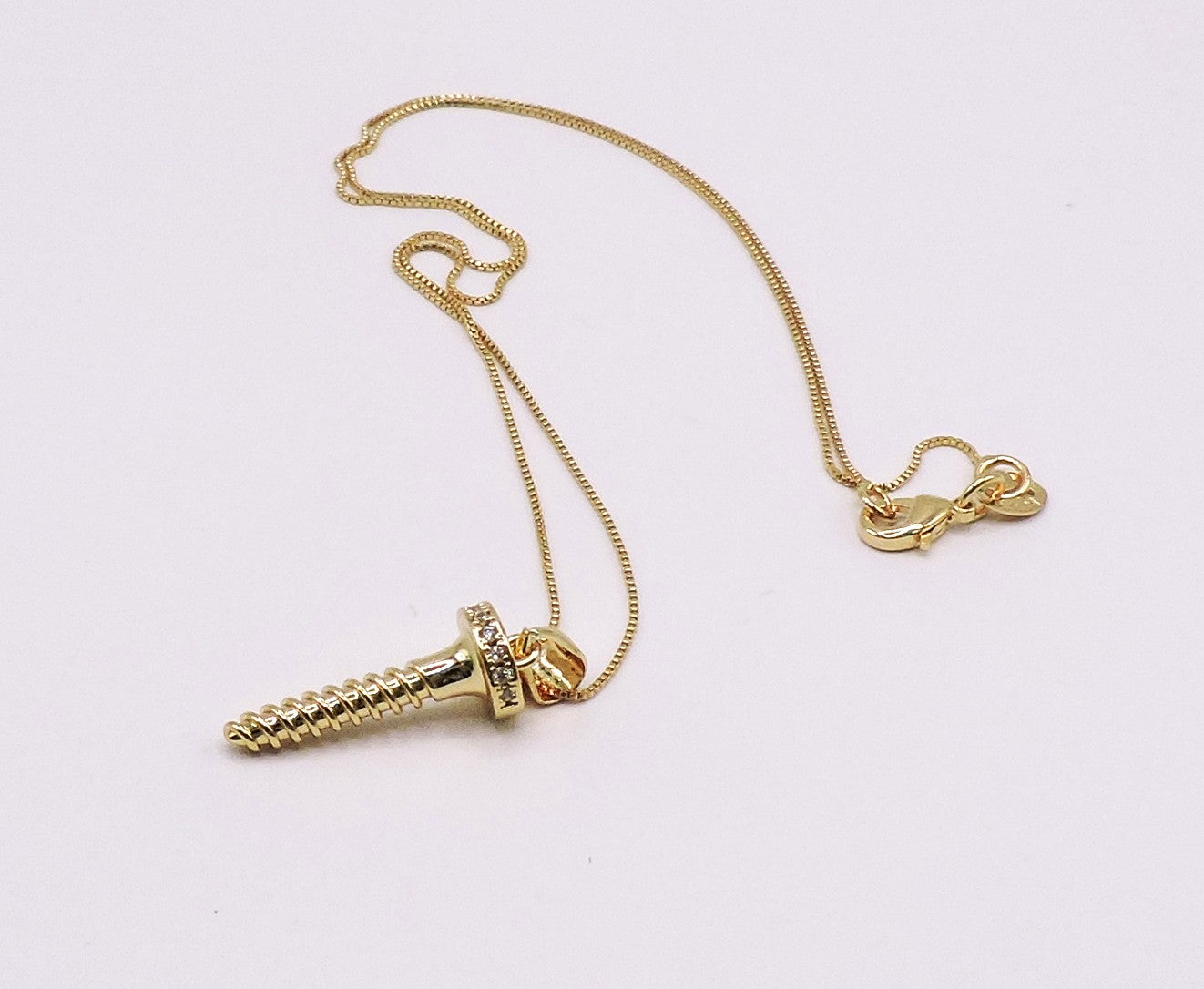 Nail-type Necklace with Zircon in Gold Filled