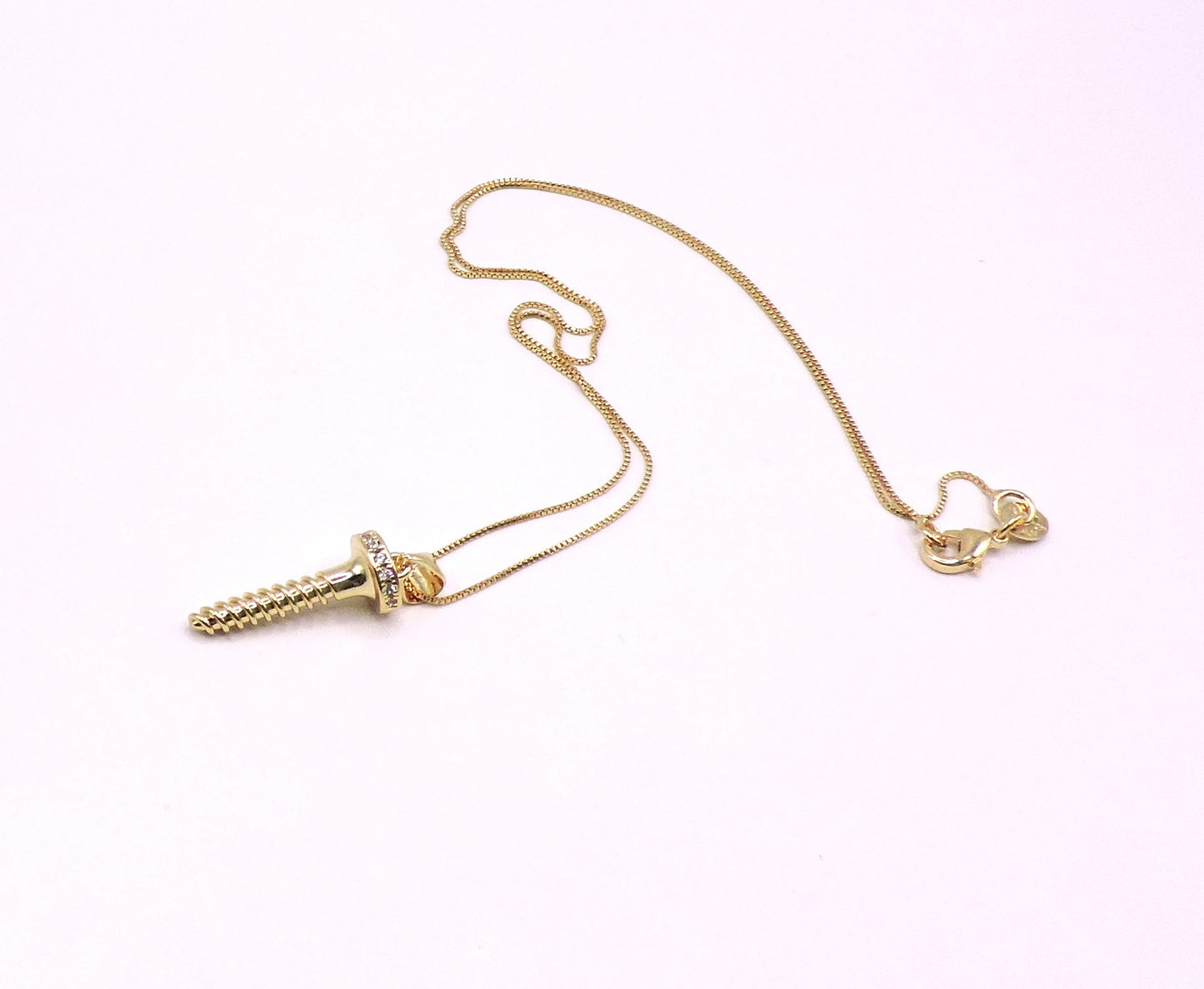 Nail-type Necklace with Zircon in Gold Filled