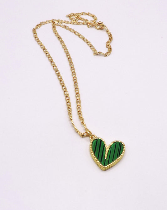 Green Heart Necklace with Gold Filled