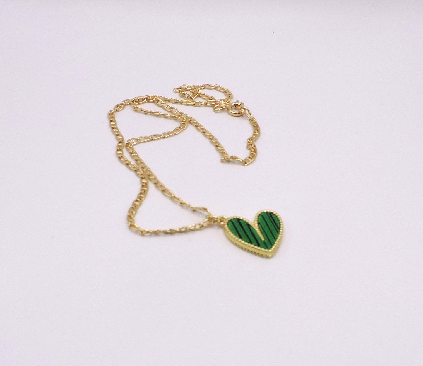 Green Heart Necklace with Gold Filled