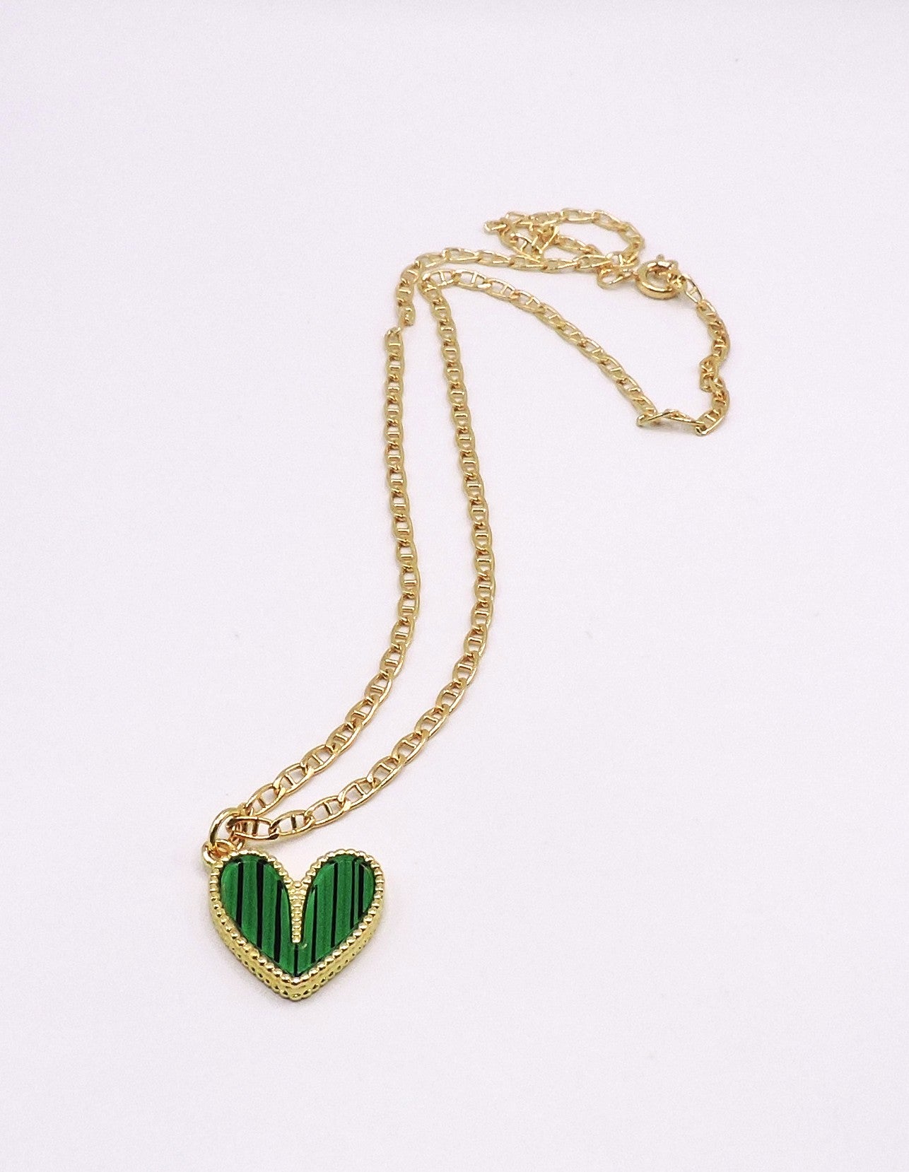 Green Heart Necklace with Gold Filled