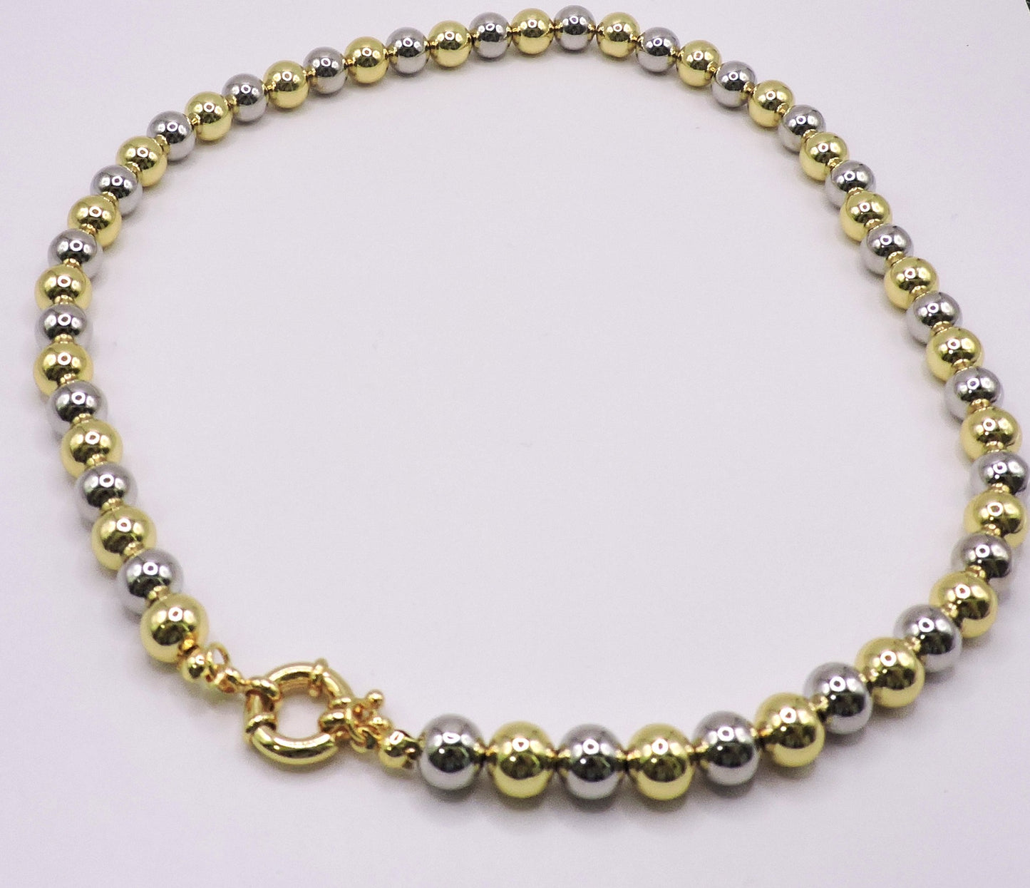 Gold and silver-plated ball necklace in Goldfilled