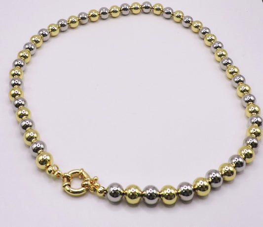 Gold and silver-plated ball necklace in Goldfilled