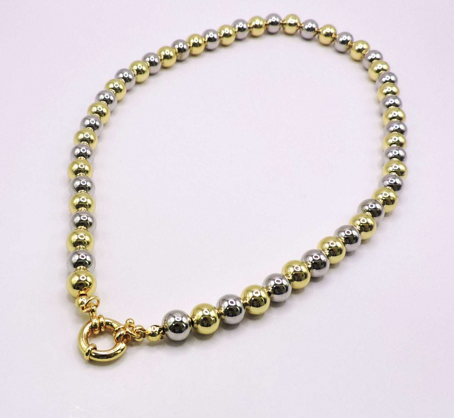 Gold and silver-plated ball necklace in Goldfilled